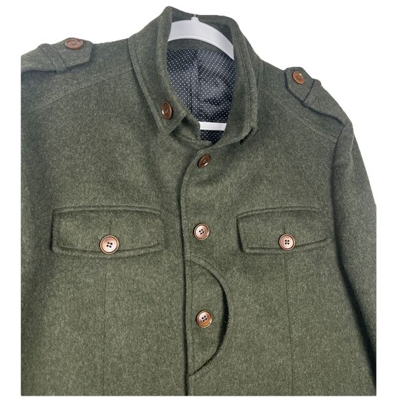 Vistula Green Wool Military Style Jacket EU mens 52 Slim Italian Steampunk - Picture 2 of 16